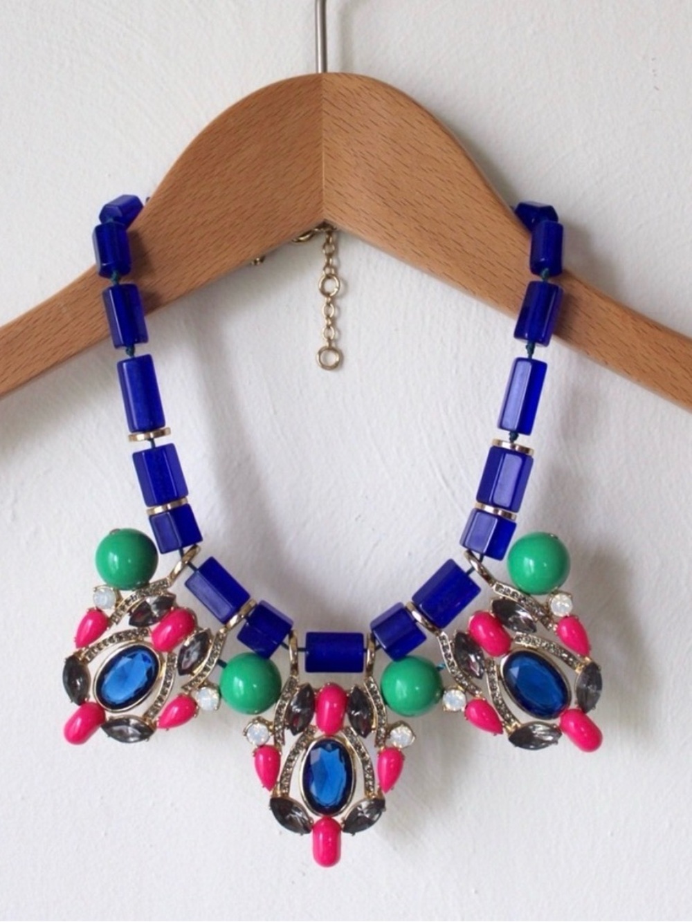 Vintage J Crew Colourblock Gem Statement Bib Necklace